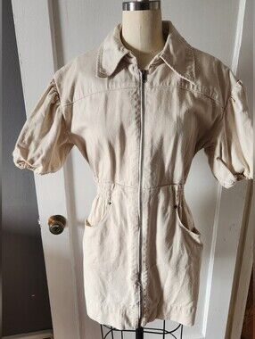 C/MEO Collective Cream Short Sleeve Zip-Front Utility Dress